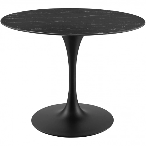 Lippa 40" Dining Table in Black Faux Marble & Metal