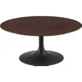 Lippa 36" Coffee Table in Cherry Walnut Finish & Black Metal