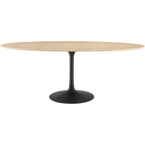 Lippa 78" Oval Dining Table in Natural Wood Finish & Black Metal