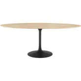 Lippa 78" Oval Dining Table in Natural Wood Finish & Black Metal