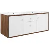 Transmit 48" Wall Mount Bathroom Vanity in Walnut Finish & White Ceramic