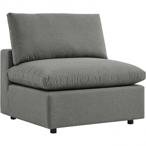 Commix Overstuffed Outdoor Armless Chair in Charcoal Gray Fabric