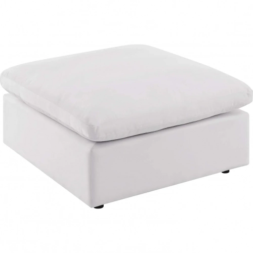 Commix Overstuffed Outdoor Ottoman in White Fabric