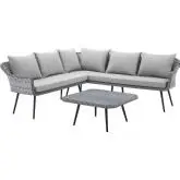 Endeavor Outdoor Sectional Sofa Set in Gray Wicker, Rattan & Fabric