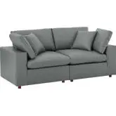 Commix Down Filled Overstuffed Loveseat in Gray Vegan Leather