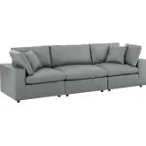 Commix Down Filled Overstuffed Sofa in Gray Vegan Leather