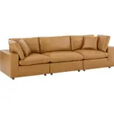 Commix Down Filled Overstuffed Sofa in Tan Vegan Leather