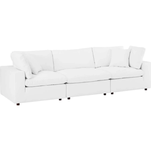 Commix Down Filled Overstuffed Sofa in White Vegan Leather