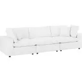 Commix Down Filled Overstuffed Sofa in White Vegan Leather