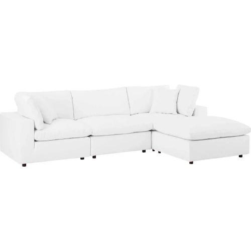 Commix Down Filled Overstuffed 4 Piece Sectional Sofa in White Vegan Leather