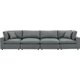 Commix Down Filled Overstuffed Sofa in Gray Vegan Leather