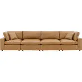 Commix Down Filled Overstuffed Sofa in Tan Vegan Leather