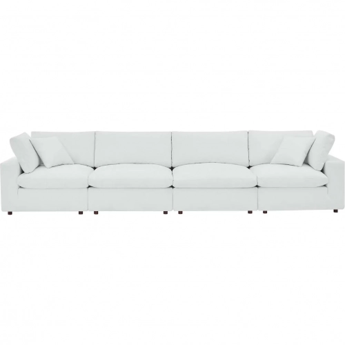 Commix Down Filled Overstuffed Sofa in White Vegan Leather