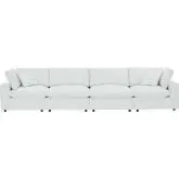 Commix Down Filled Overstuffed Sofa in White Vegan Leather