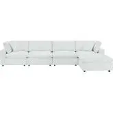 Commix Down Filled Overstuffed 5 Piece Sectional Sofa in White Vegan Leather