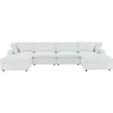 Commix Down Filled Overstuffed 6 Piece Sectional Sofa in White Vegan Leather