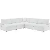 Commix Down Filled Overstuffed 5 Piece Sectional Sofa in White Vegan Leather