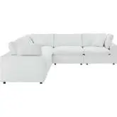 Commix Down Filled Overstuffed 5 Piece Sectional Sofa in White Vegan Leather