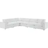 Commix Down Filled Overstuffed 6 Piece Sectional Sofa in White Vegan Leather