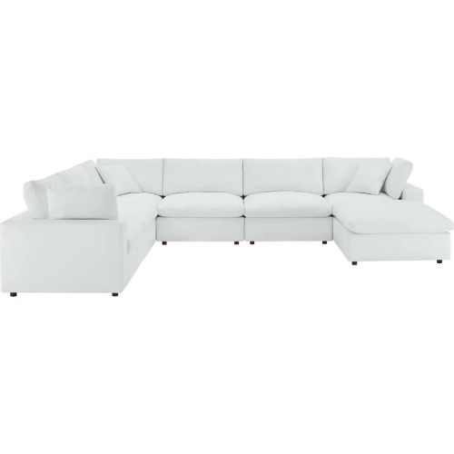 Commix Down Filled Overstuffed 7 Piece Sectional Sofa in White Vegan Leather