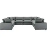 Commix Down Filled Overstuffed 8 Piece Sectional Sofa in Gray Vegan Leather