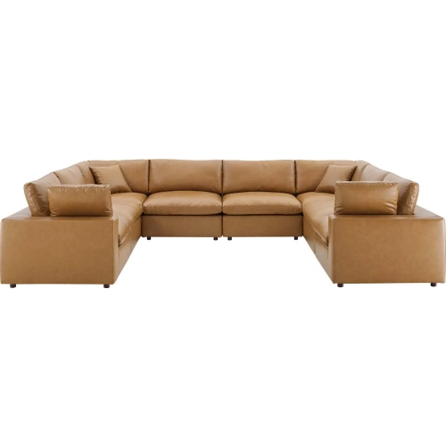 Commix Down Filled Overstuffed 8 Piece Sectional Sofa in Tan Vegan Leather