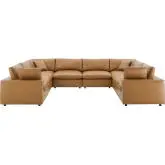 Commix Down Filled Overstuffed 8 Piece Sectional Sofa in Tan Vegan Leather