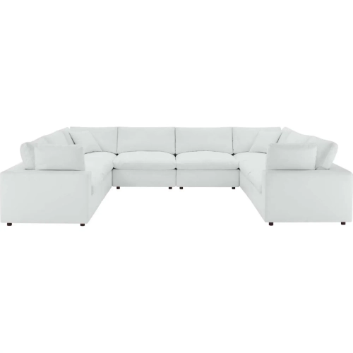 Commix Down Filled Overstuffed 8 Piece Sectional Sofa in White Vegan Leather