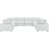 Commix Down Filled Overstuffed 8 Piece Sectional Sofa in White Vegan Leather