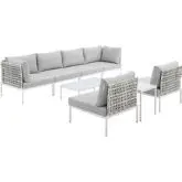 Harmony Outdoor 8 Piece Sectional Sofa Set in Tan Weave & Gray Sunbrella &reg;