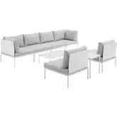 Harmony Outdoor 8 Piece Sectional Sofa Set in White Weave & Gray Sunbrella &reg;