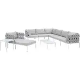 Harmony Outdoor 10 Piece Sectional Sofa Set in Gray Weave & Gray Sunbrella &reg;