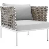 Harmony Outdoor Arm Chair in Tan Weave & Gray Sunbrella &reg;