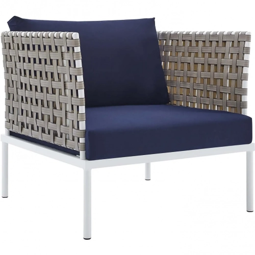 Harmony Outdoor Arm Chair in Tan Weave & Navy Sunbrella &reg;