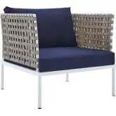 Harmony Outdoor Arm Chair in Tan Weave & Navy Sunbrella &reg;