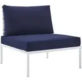 Harmony Outdoor Armless Chair in Taupe Weave & Navy Sunbrella &reg;