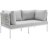 Harmony Outdoor Loveseat in Taupe Weave & Gray Sunbrella &reg;