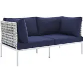 Harmony Outdoor Loveseat in Taupe Weave & Navy Sunbrella &reg;