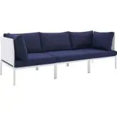 Harmony Outdoor Sofa in White Weave & Navy Sunbrella &reg;