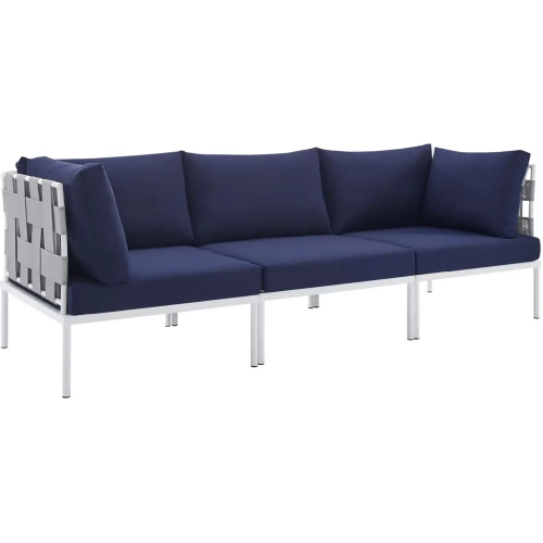 Harmony Outdoor Sofa in Gray Weave & Navy Sunbrella &reg;