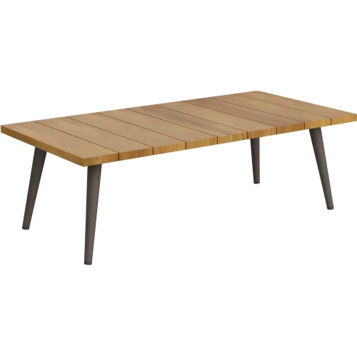 Meadow Outdoor Coffee Table in in Natural Teak & Taupe Metal