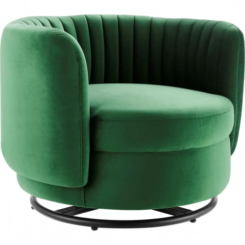 Embrace Accent Swivel Chair in Tufted Emerald Green Velvet & Black