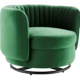 Embrace Accent Swivel Chair in Tufted Emerald Green Velvet & Black