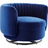 Embrace Accent Swivel Chair in Tufted Navy Blue Velvet & Black