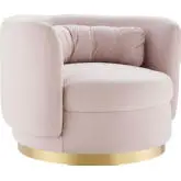 Relish Accent Swivel Chair in Pink Velvet & Gold Metal