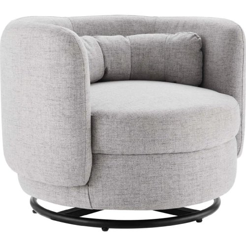 Relish Accent Swivel Chair in Light Gray Fabric & Black Metal