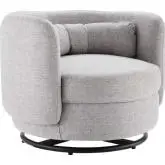 Relish Accent Swivel Chair in Light Gray Fabric & Black Metal