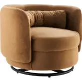 Relish Accent Swivel Chair in Cognac Velvet & Black Metal