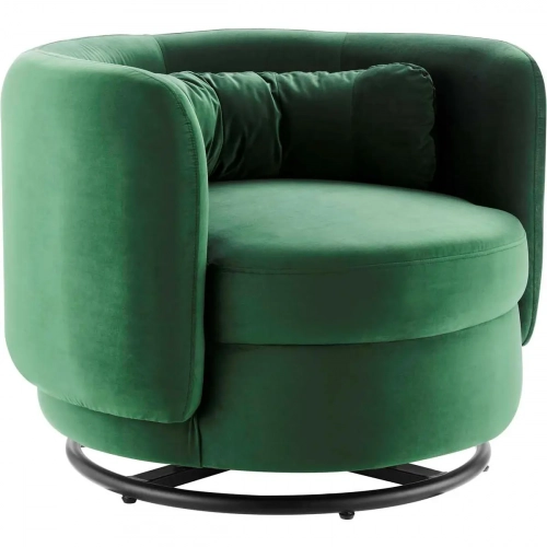 Relish Accent Swivel Chair in Emerald Green Velvet & Black Metal