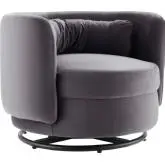 Relish Accent Swivel Chair in Gray Velvet & Black Metal